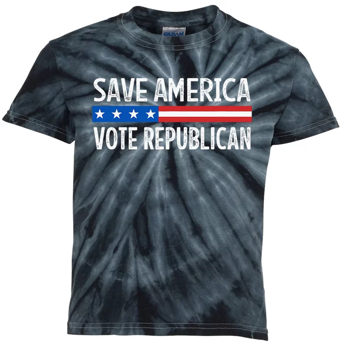 Save America Vote Republican Retro Style Kids Tie-Dye T-Shirt