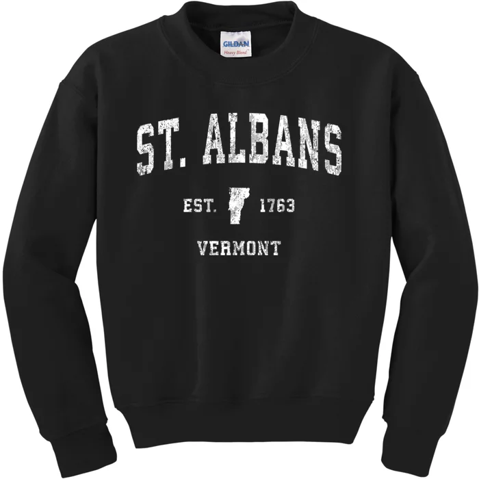 St. Albans Vermont Vt Vintage Athletic Sports Kids Sweatshirt