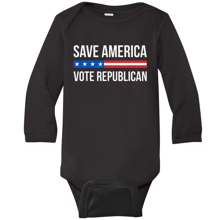 Save America Vote Republican Baby Long Sleeve Bodysuit