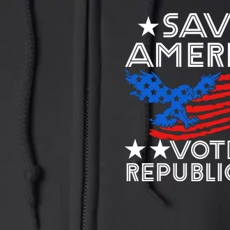 Save America Vote Republican Proud Conservative American Full Zip Hoodie