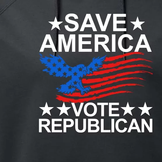 Save America Vote Republican Proud Conservative American Performance Fleece Hoodie