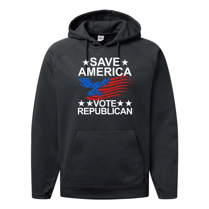 Save America Vote Republican Proud Conservative American Performance Fleece Hoodie