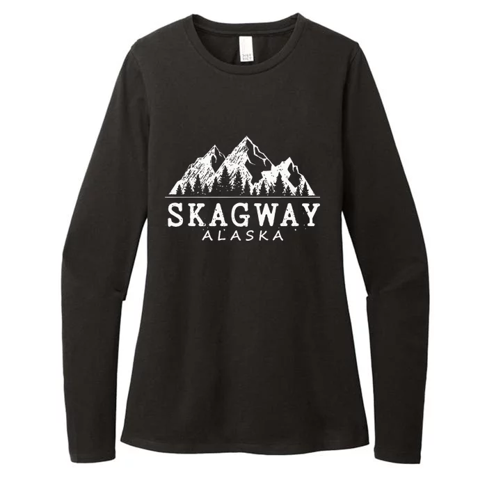 Skagway Alaska Vintage Mountains Nature Souvenir Womens CVC Long Sleeve Shirt