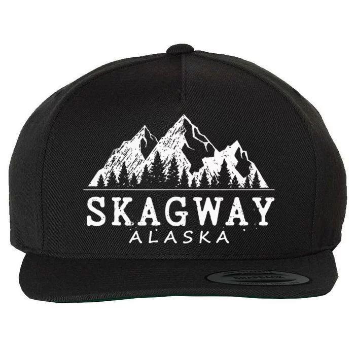 Skagway Alaska Vintage Mountains Nature Souvenir Wool Snapback Cap