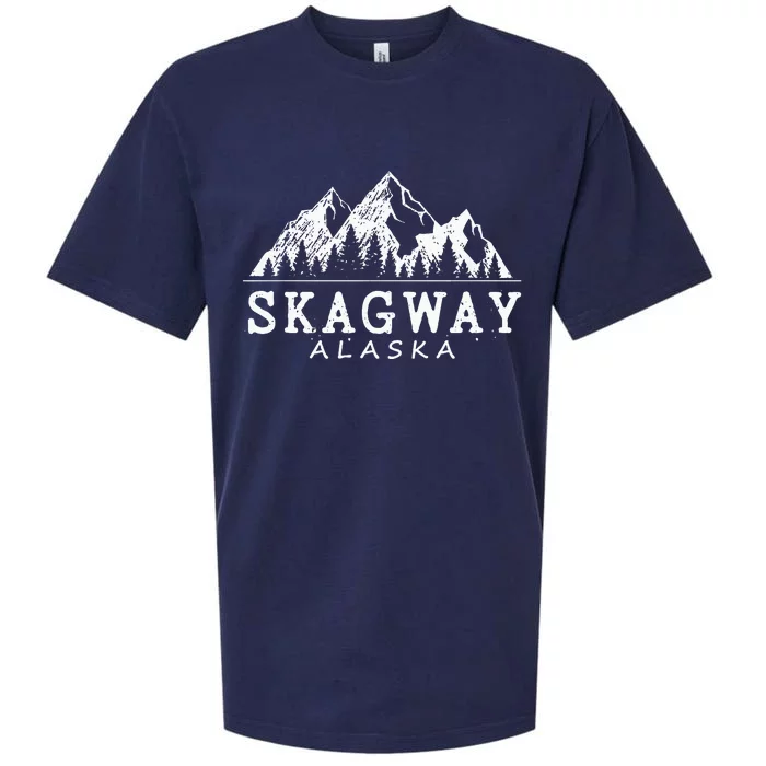 Skagway Alaska Vintage Mountains Nature Souvenir Sueded Cloud Jersey T-Shirt