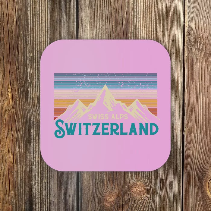 Switzerland Alps Vintage Mountains Swiss Souvenir Gift Coaster