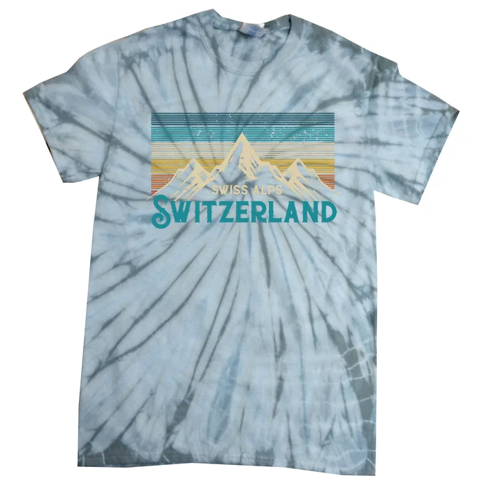 Switzerland Alps Vintage Mountains Swiss Souvenir Gift Tie-Dye T-Shirt