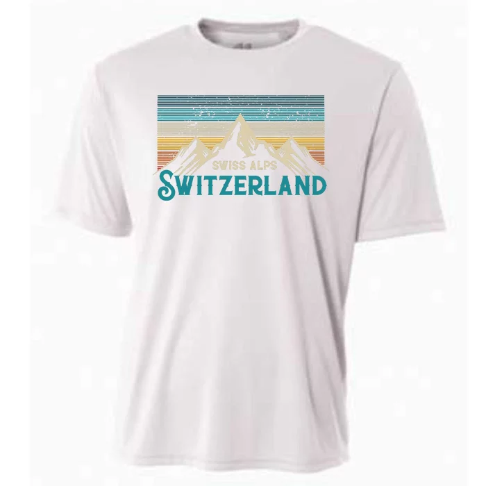 Switzerland Alps Vintage Mountains Swiss Souvenir Gift Cooling Performance Crew T-Shirt