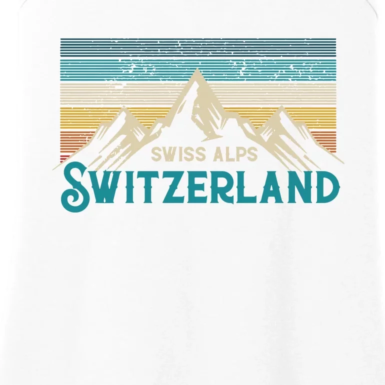 Switzerland Alps Vintage Mountains Swiss Souvenir Gift Ladies Essential Tank