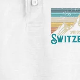 Switzerland Alps Vintage Mountains Swiss Souvenir Gift Dry Zone Grid Performance Polo