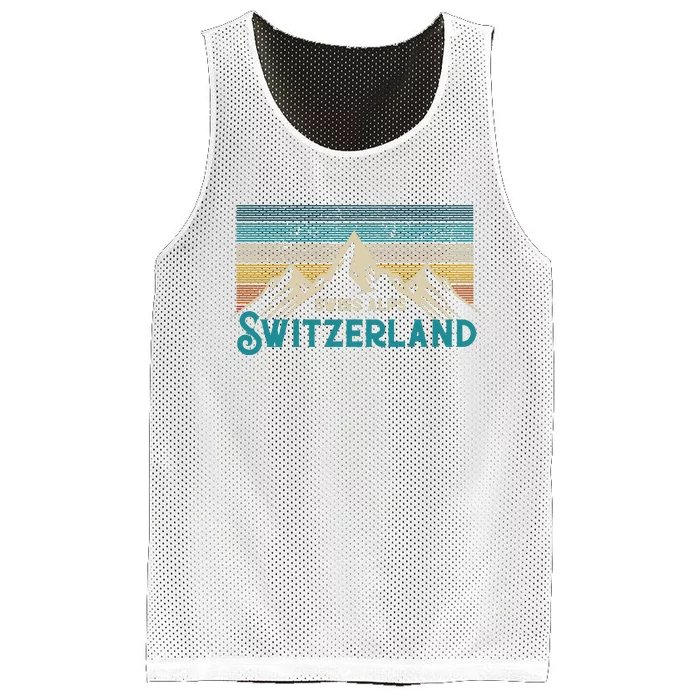 Switzerland Alps Vintage Mountains Swiss Souvenir Gift Mesh Reversible Basketball Jersey Tank