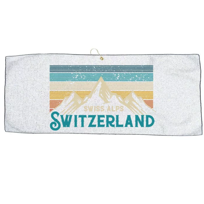 Switzerland Alps Vintage Mountains Swiss Souvenir Gift Large Microfiber Waffle Golf Towel