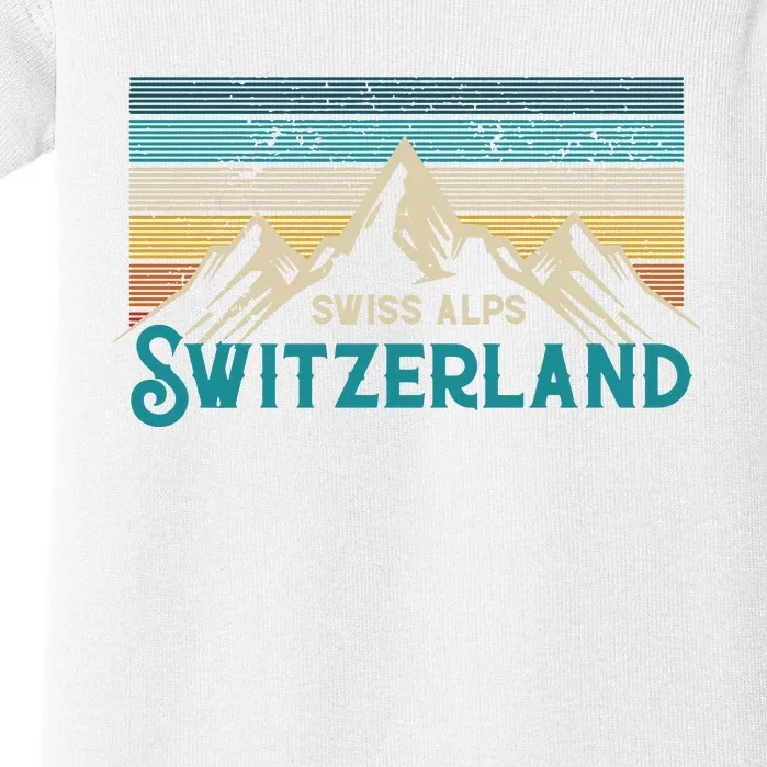 Switzerland Alps Vintage Mountains Swiss Souvenir Gift Baby Bodysuit