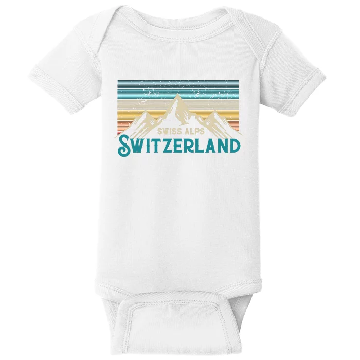 Switzerland Alps Vintage Mountains Swiss Souvenir Gift Baby Bodysuit