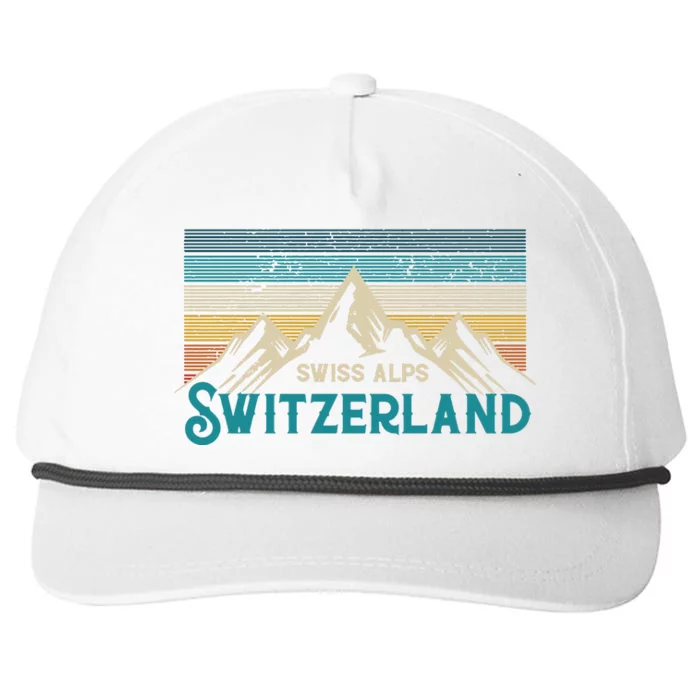 Switzerland Alps Vintage Mountains Swiss Souvenir Gift Snapback Five-Panel Rope Hat