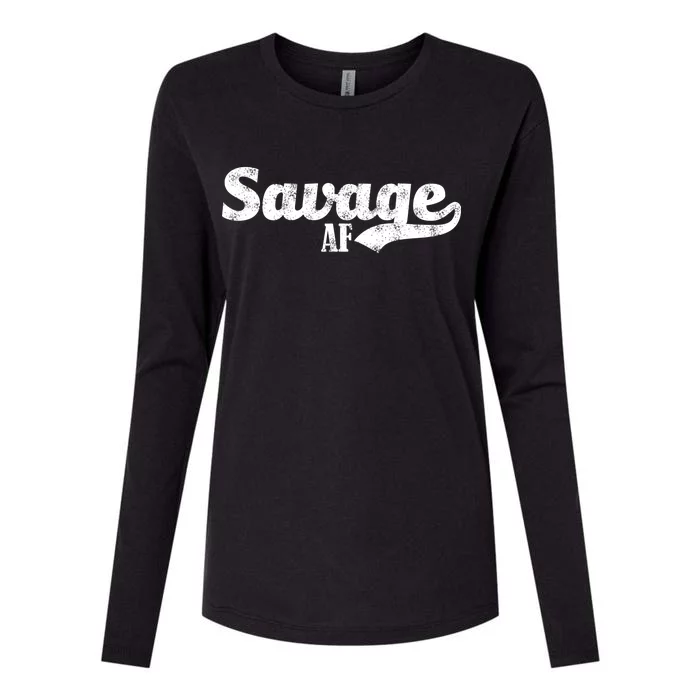 Savage AF Womens Cotton Relaxed Long Sleeve T-Shirt