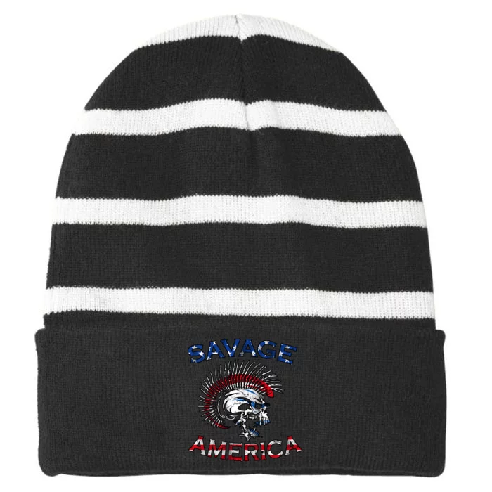 Savage America Striped Beanie with Solid Band