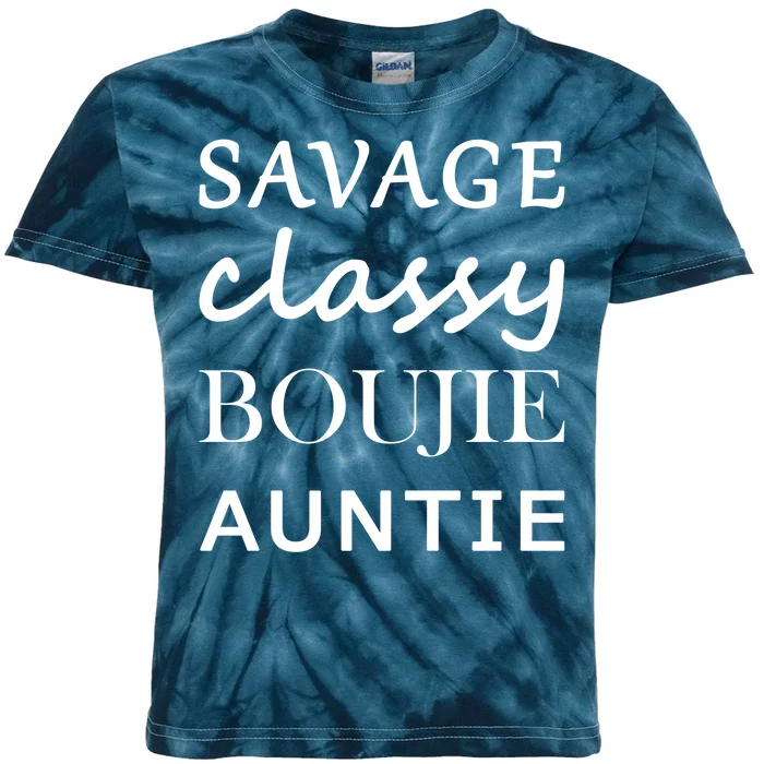 Savage Classy Bougie Auntie Funny Aunt Kids Tie-Dye T-Shirt