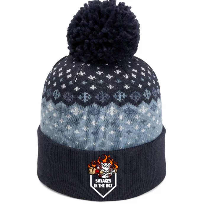 Savages In The Box Baseball Graphic The Baniff Cuffed Pom Beanie