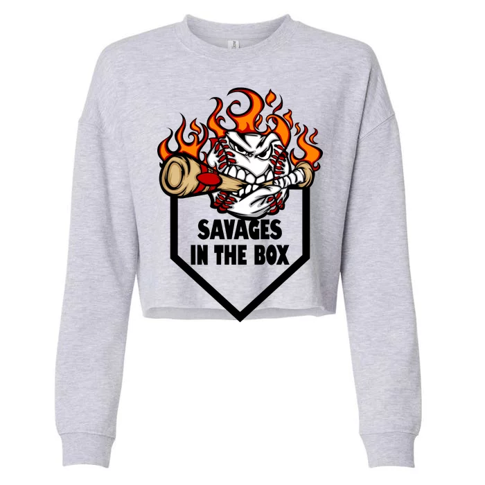 Savages In The Box Baseball Graphic Cropped Pullover Crew