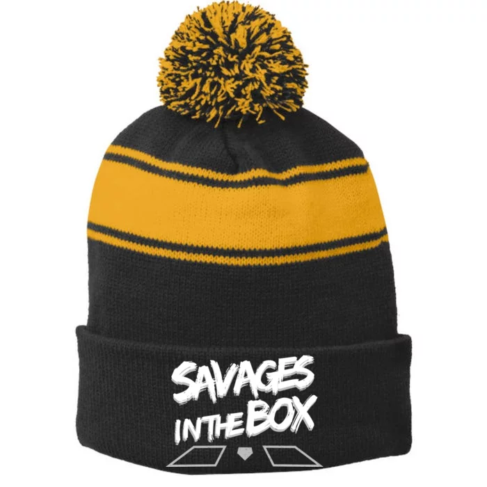 Savages in The Box New York baseball Stripe Pom Pom Beanie