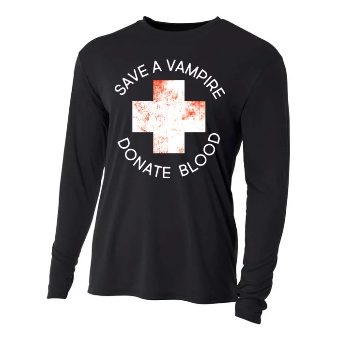 Save A Vampire Donate Blood Cooling Performance Long Sleeve Crew