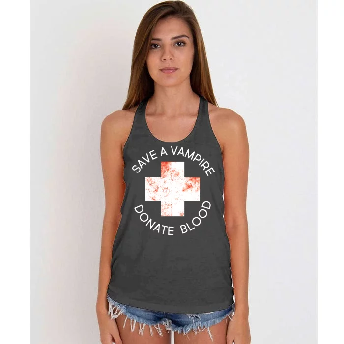 Save A Vampire Donate Blood Women's Knotted Racerback Tank