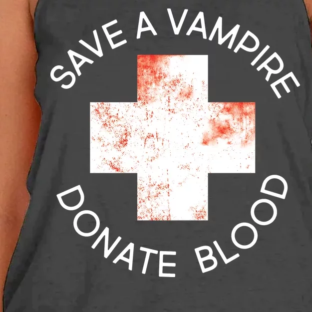 Save A Vampire Donate Blood Women's Knotted Racerback Tank