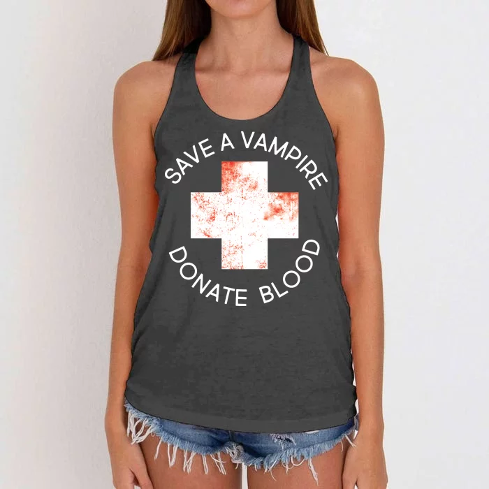 Save A Vampire Donate Blood Women's Knotted Racerback Tank