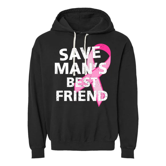 Save Man's Best Friend Breast Cancer Ribbon Garment-Dyed Fleece Hoodie