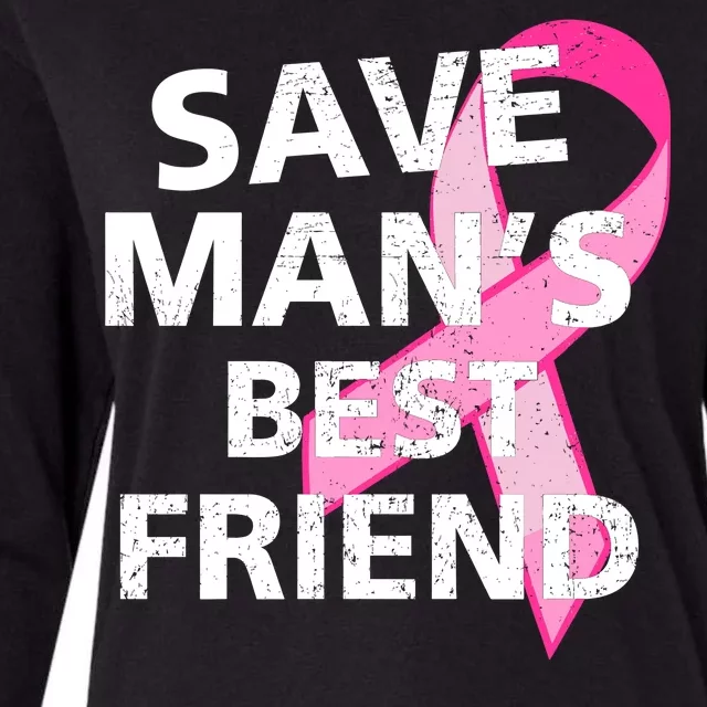 Save Man's Best Friend Breast Cancer Ribbon Womens Cotton Relaxed Long Sleeve T-Shirt