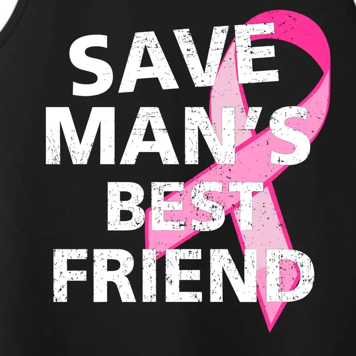 Save Man's Best Friend Breast Cancer Ribbon Performance Tank