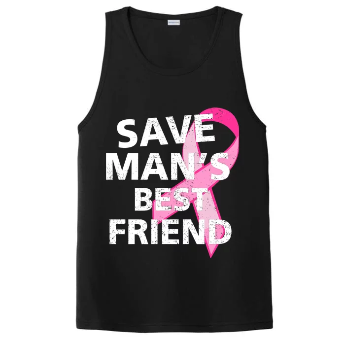 Save Man's Best Friend Breast Cancer Ribbon Performance Tank