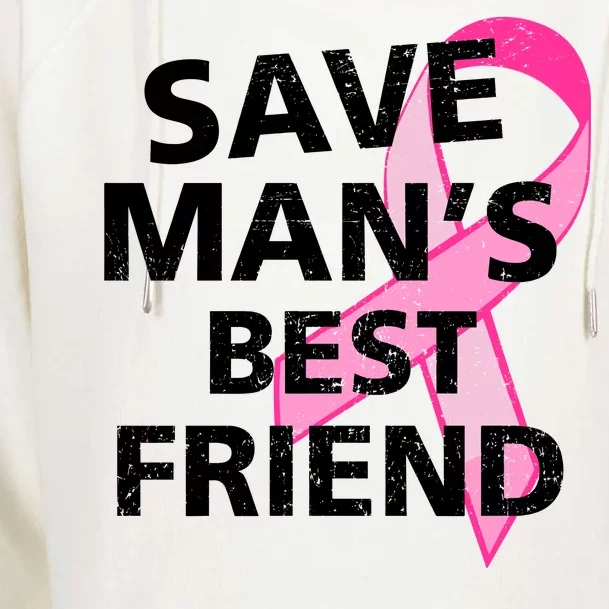 Save Man's Best Friend Breast Cancer Ribbon Womens Funnel Neck Pullover Hood