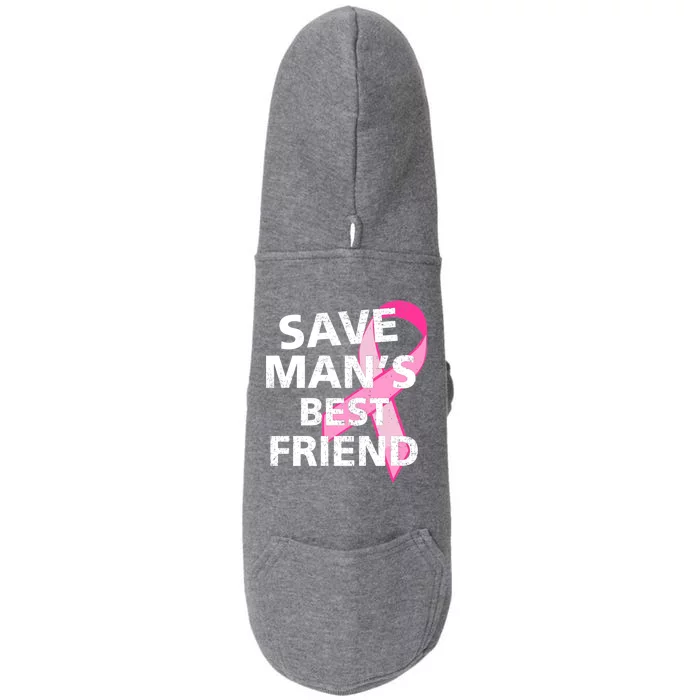 Save Man's Best Friend Breast Cancer Ribbon Doggie 3-End Fleece Hoodie