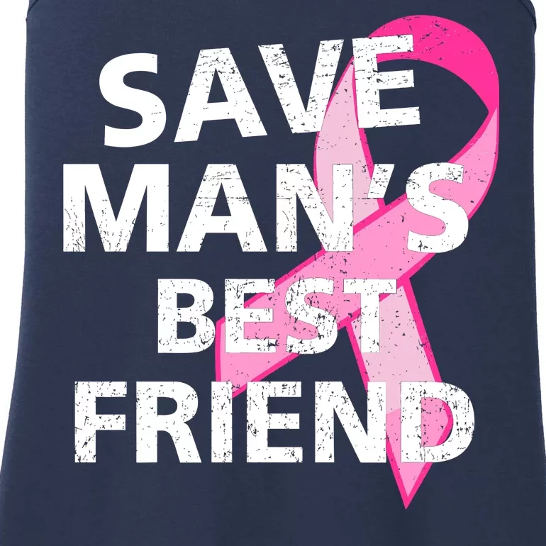 Save Man's Best Friend Breast Cancer Ribbon Ladies Essential Tank