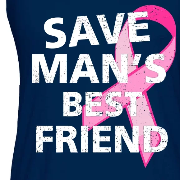 Save Man's Best Friend Breast Cancer Ribbon Ladies Essential Flowy Tank