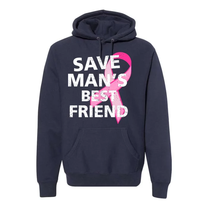 Save Man's Best Friend Breast Cancer Ribbon Premium Hoodie