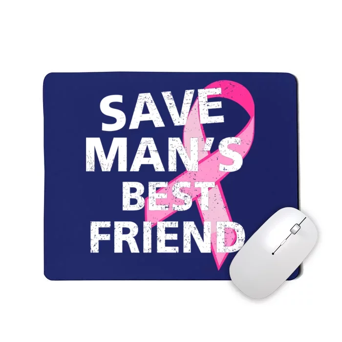 Save Man's Best Friend Breast Cancer Ribbon Mousepad