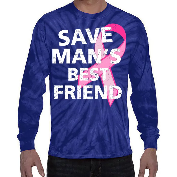 Save Man's Best Friend Breast Cancer Ribbon Tie-Dye Long Sleeve Shirt