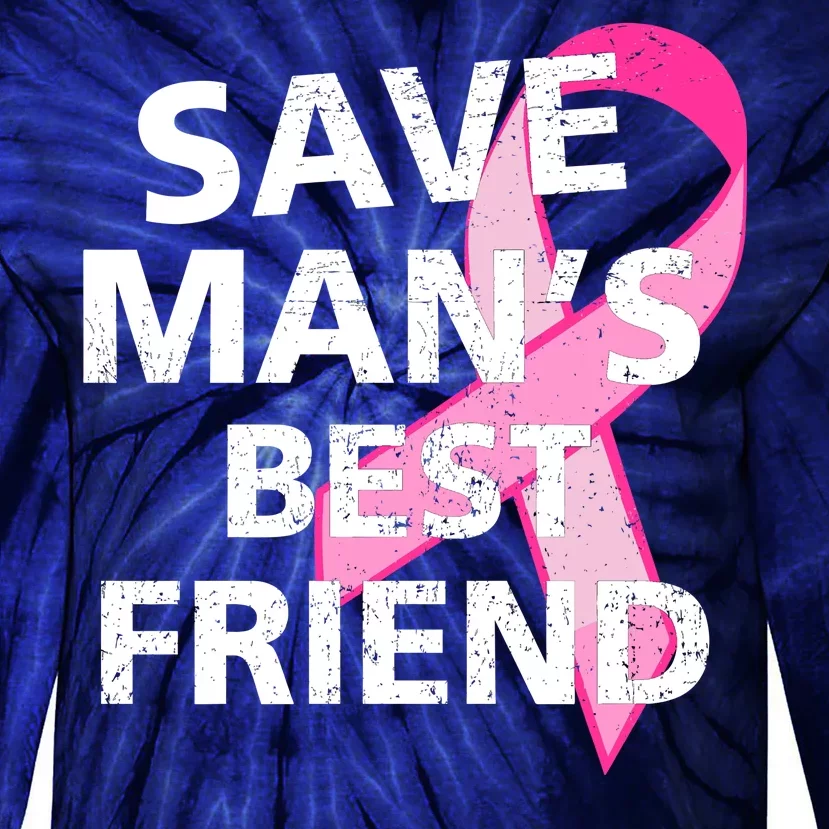 Save Man's Best Friend Breast Cancer Ribbon Tie-Dye Long Sleeve Shirt