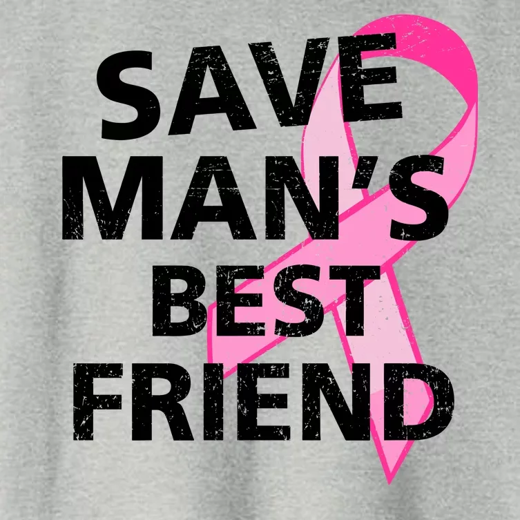 Save Man's Best Friend Breast Cancer Ribbon Women's Crop Top Tee