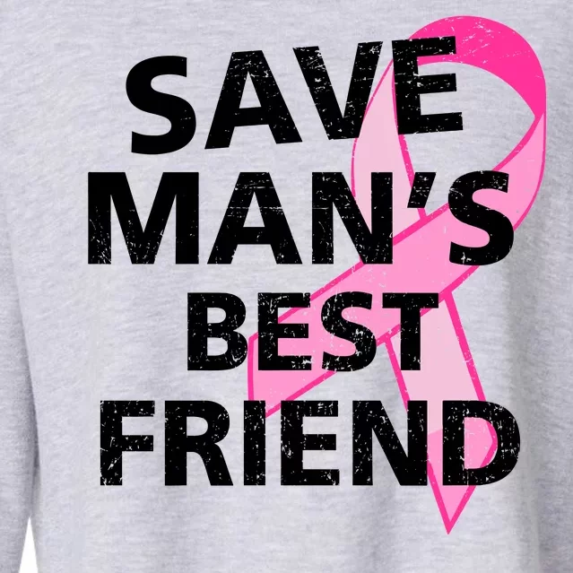 Save Man's Best Friend Breast Cancer Ribbon Cropped Pullover Crew