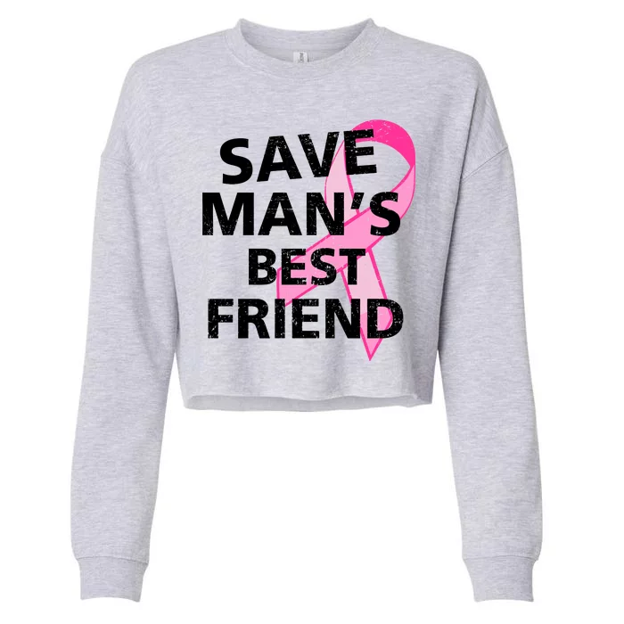 Save Man's Best Friend Breast Cancer Ribbon Cropped Pullover Crew