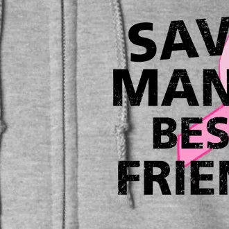 Save Man's Best Friend Breast Cancer Ribbon Full Zip Hoodie