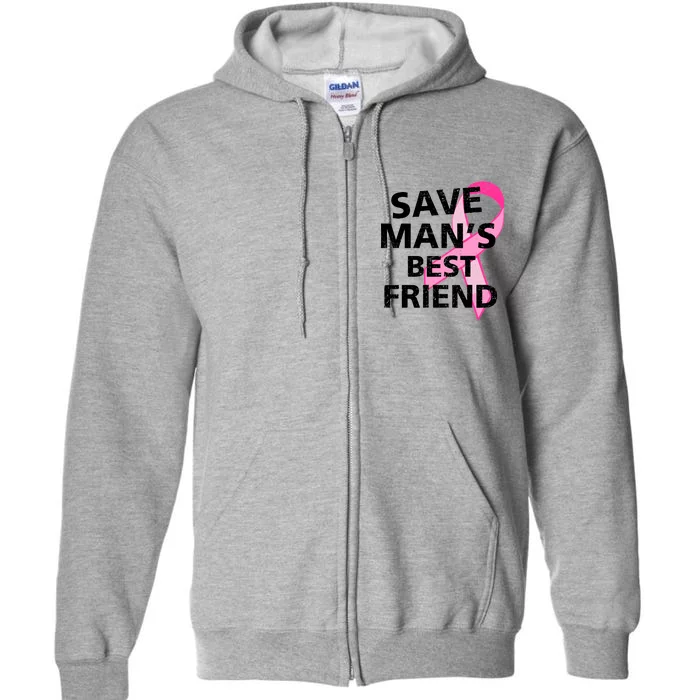 Save Man's Best Friend Breast Cancer Ribbon Full Zip Hoodie