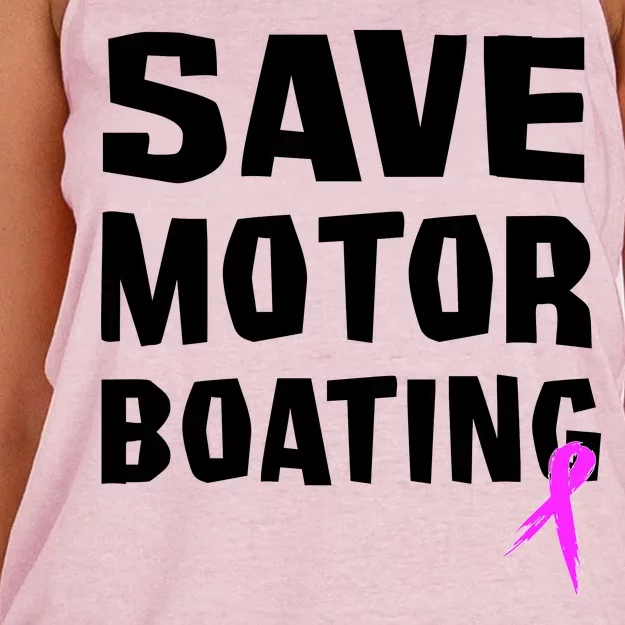 Save Motor Boating Breast Cancer Women's Knotted Racerback Tank