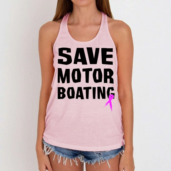 Save Motor Boating Breast Cancer Women's Knotted Racerback Tank