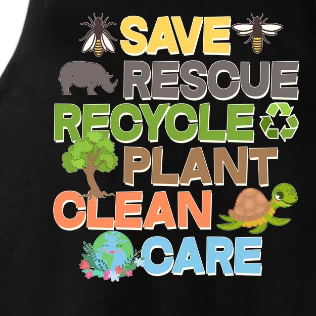 Save Rescue Recycle Plant Clean Care Earth Day Ladies Tri-Blend Wicking Tank