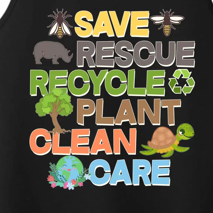 Save Rescue Recycle Plant Clean Care Earth Day Performance Tank